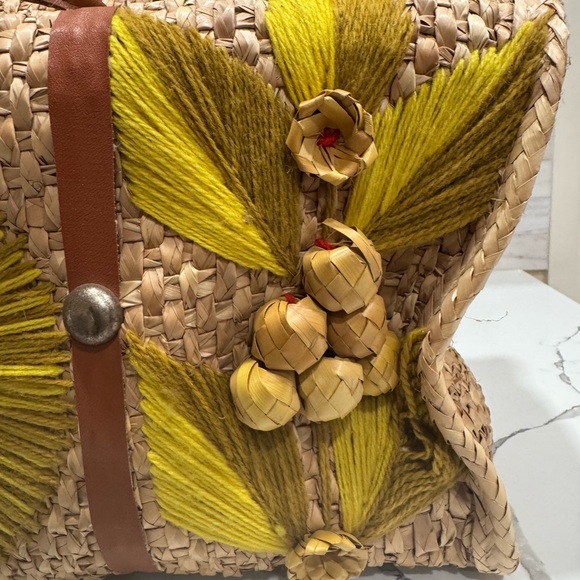 Vintage Mexico Straw Bag Acapulco Tourist Seagrass Beach Bag Large 1960 - Picture 3 of 10